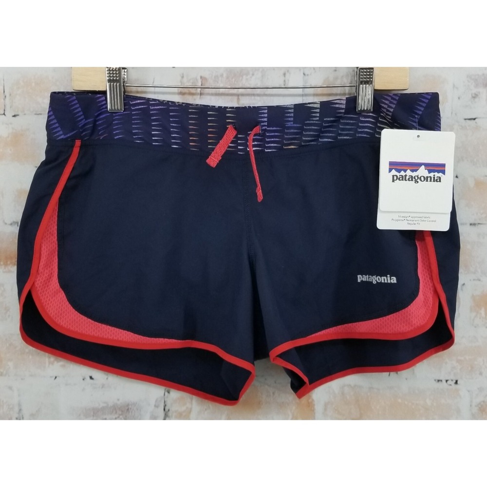 NWT Patagonia Women's Strider Shorts Lined Navy Blue w/ Shock Pink Size Medium